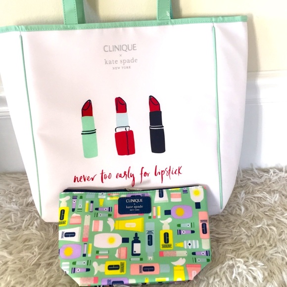 Clinique x Kate Spade New York Set Shopping Tote & Makeup Pouch - Picture 3 of 14